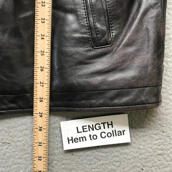 Perry Ellis Portfolio Genuine Leather Lambskin Wool Blend Jacket Womens L Black - Picture 5 of 13